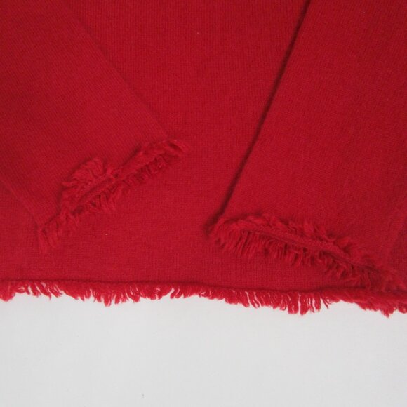 Fringe CASHMERE Pullover Sweater V Neck Red Peck Cuddly Knit Luxury - Picture 6 of 12